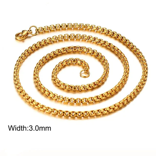 3MM Gold and Silver Round Box Chain