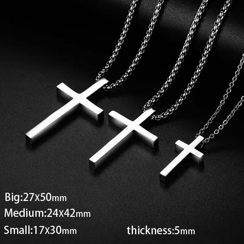 Silver Stainless Steel Cross Necklace