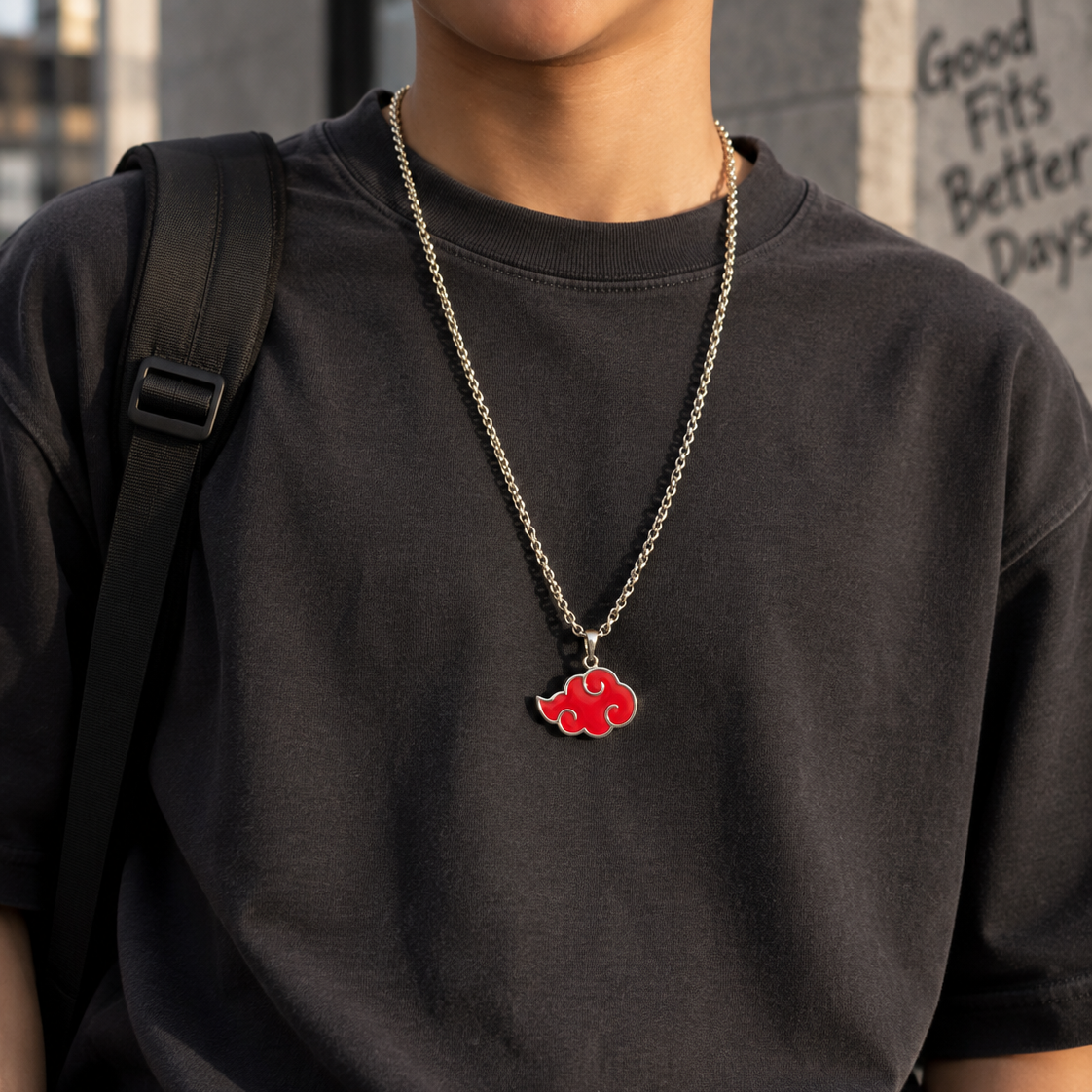 Shinobi Cloud Limited Edition pendant worn on a necklace, showcasing its vibrant enamel design and iconic cloud shape.