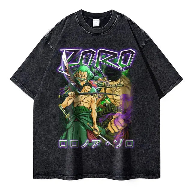 Camisetas Nami de gran tamaño, ropa de calle vintage lavada, camisetas de anime de una pieza, camisetas de manga corta, camisetas de Ace Sanji Luffy Zoro para hombre 