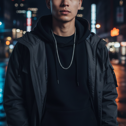 Silver Round Box Chain Necklace - Modern Elegance