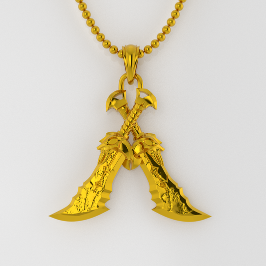 Blades of Chaos X Pendant in 14K Gold