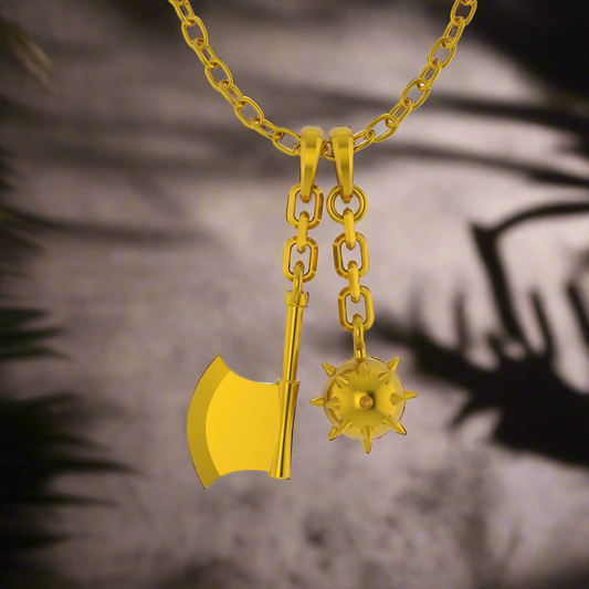 Gyomei's Flail and Axe Pendant in 14K Gold