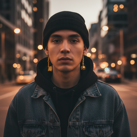 Stonebound Flail and Axe Earrings in 14K Gold