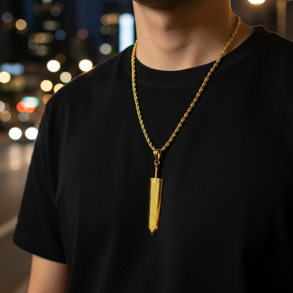 Dragon Slayer Sword Pendant - Raw Iron in 14K Gold