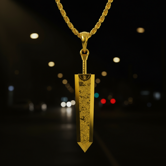 Dragon Slayer Sword Pendant - Raw Iron in 14K Gold