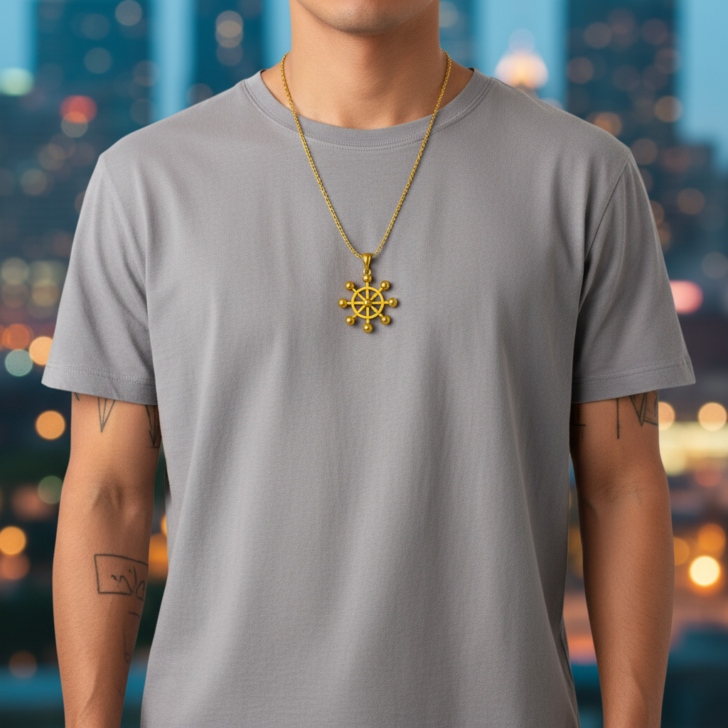 14K Gold Eight-Handled Sword Pendant