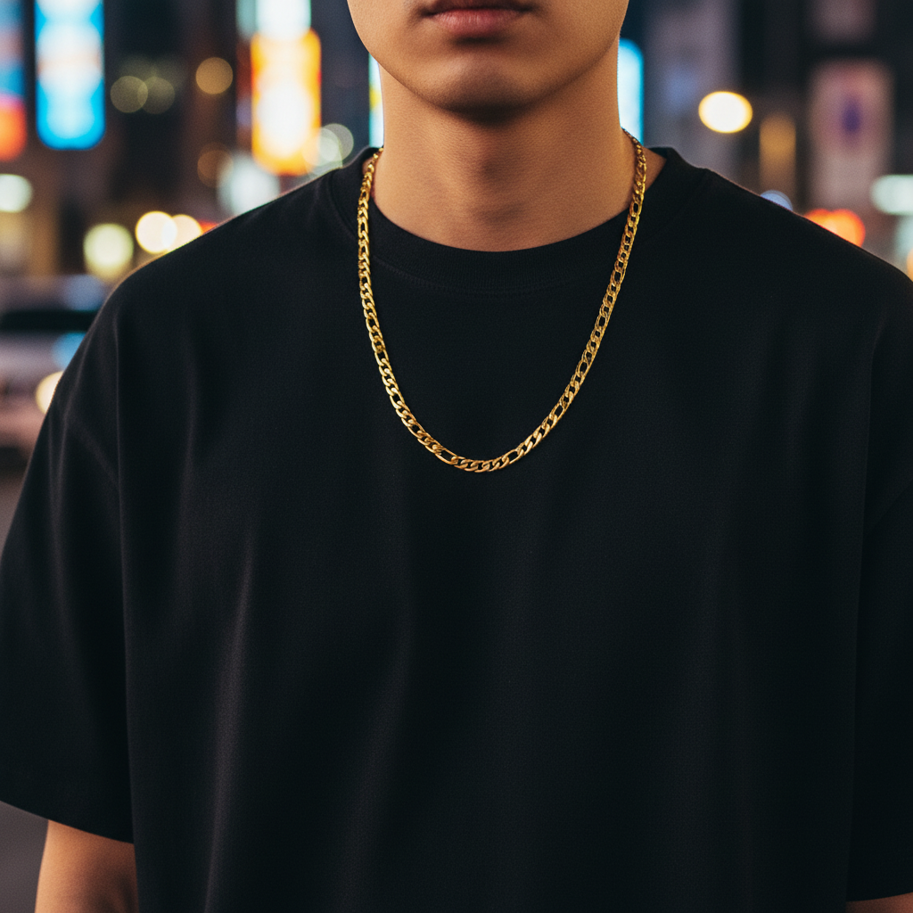 Gold Figaro Chain Necklace Set - Stylish Jewelry