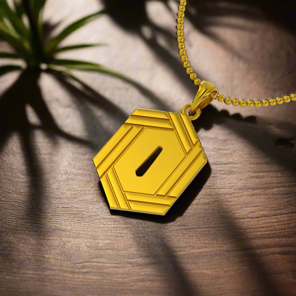 Giyū's Handguard Pendant in 14K Gold