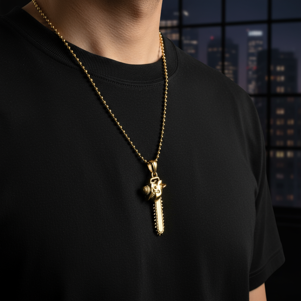 Chainsaw Man Pendant in 14K Gold