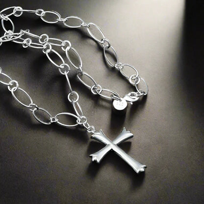 925 Sterling Silber Kreuz Halskette 