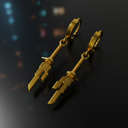 14K Gold Inverted Spear Anime-Inspired Earrings
