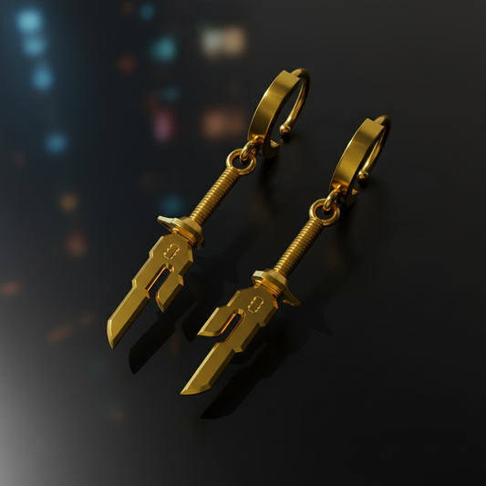 14K Gold Inverted Spear Anime-Inspired Earrings