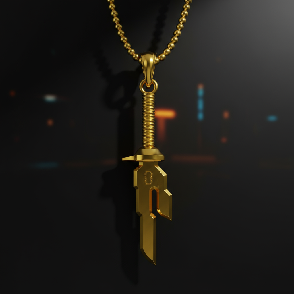 14K Gold Inverted Spear Pendant