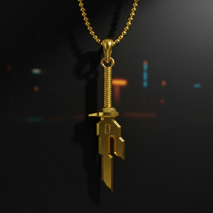14K Gold Inverted Spear Pendant