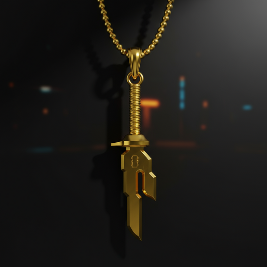14K Gold Inverted Spear Pendant
