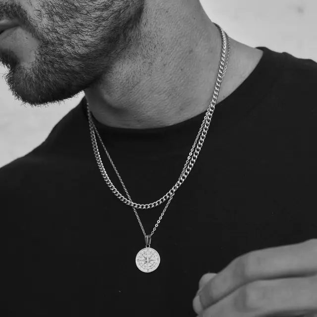 Collares con brújula en capas para hombres