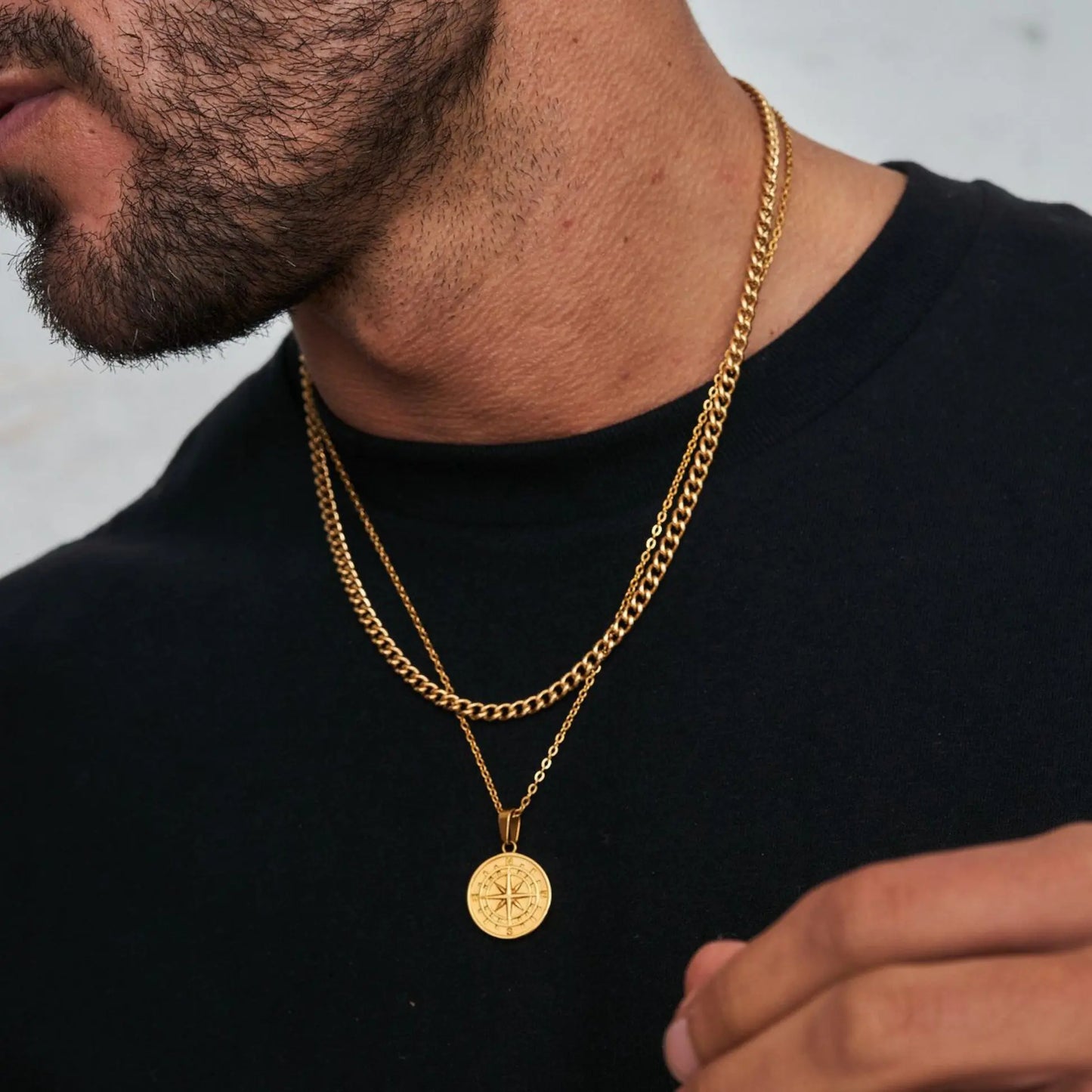 Collares con brújula en capas para hombres