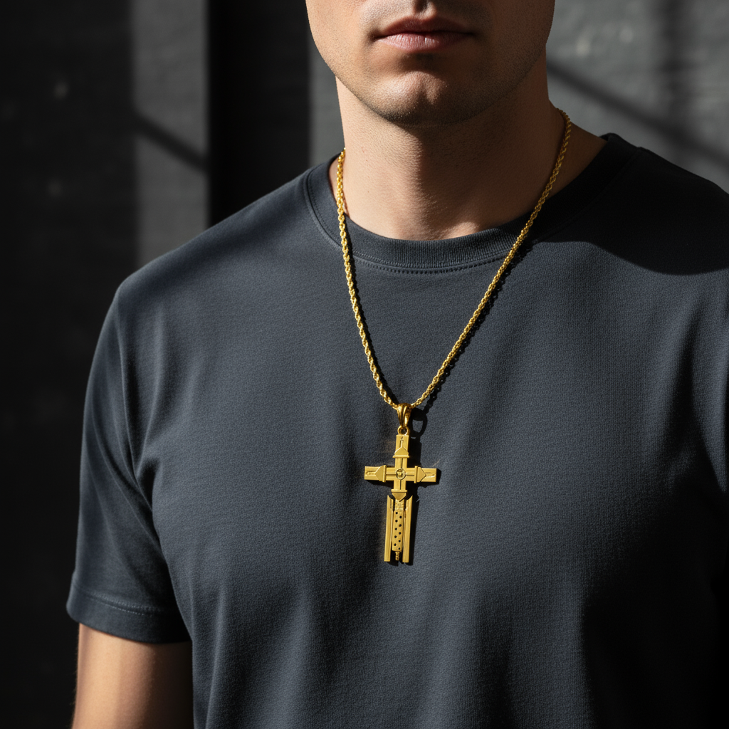 14k Gold Punisher Cross Pendant