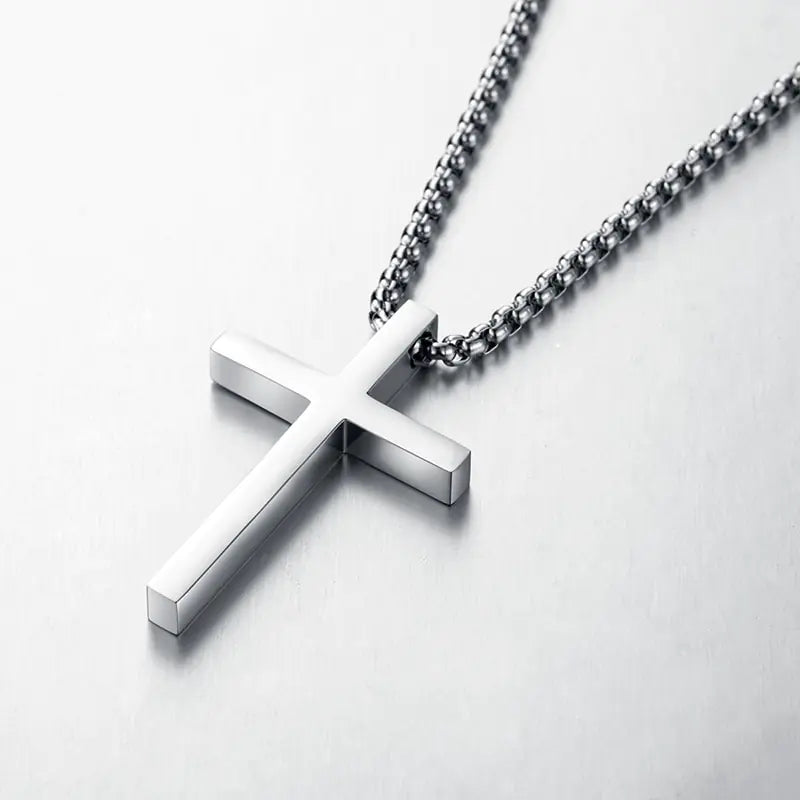 Silver Stainless Steel Cross Necklace