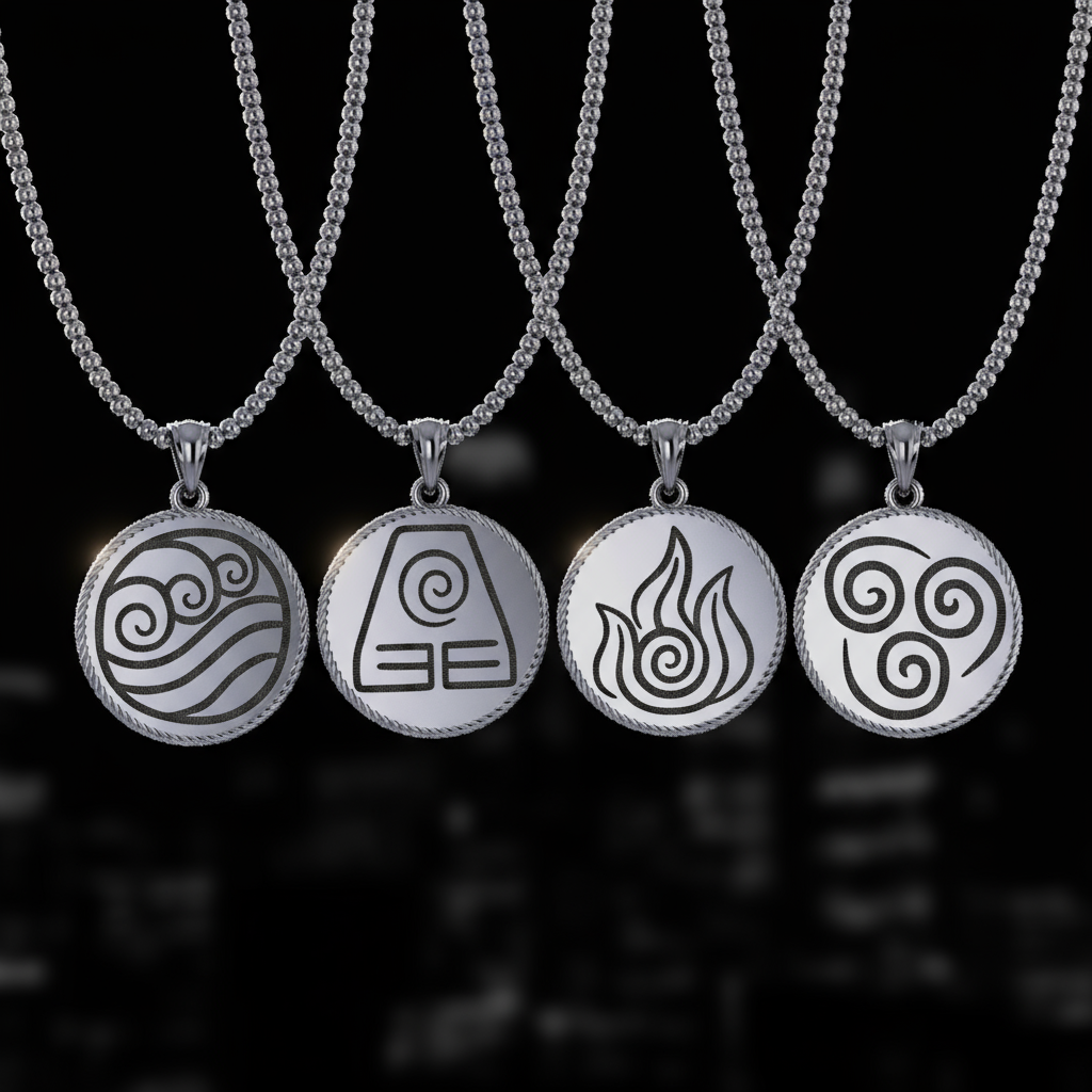 Elemental Discs Pendants – Air, Water, Earth, Fire