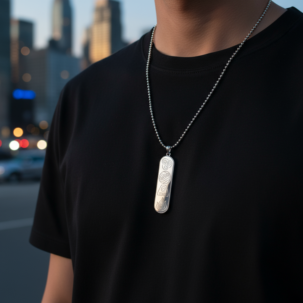 Colgante Elemental Avatar: Símbolos de Equilibrio: Aire, Agua, Tierra y Fuego 