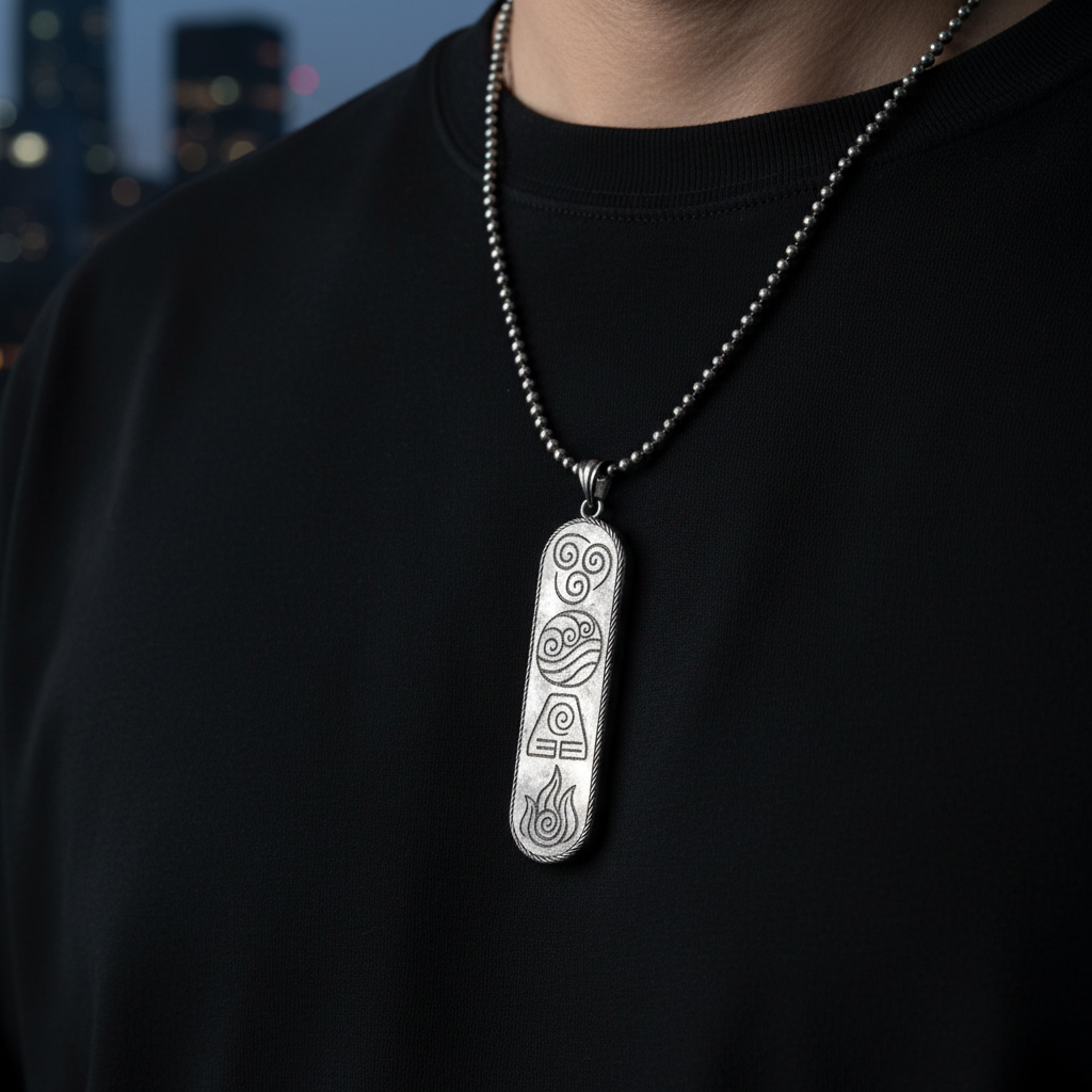 Colgante Elemental Avatar: Símbolos de Equilibrio: Aire, Agua, Tierra y Fuego 