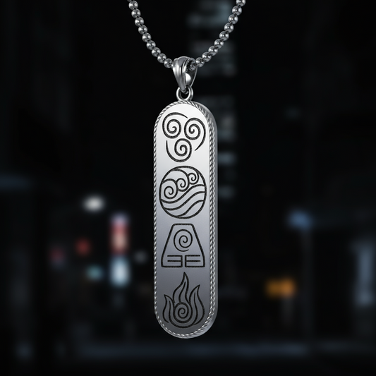 Avatar Elemental Pendant – Air, Water, Earth, Fire Symbols of Balance