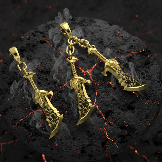 Blades of Chaos Pendant in 14K Gold