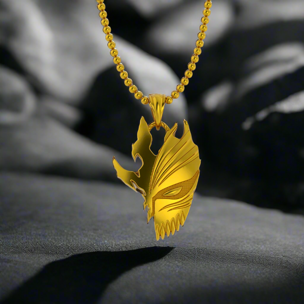 Hollow Mask Pendant in 14K Gold