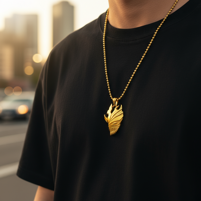 Hollow Mask Pendant in 14K Gold