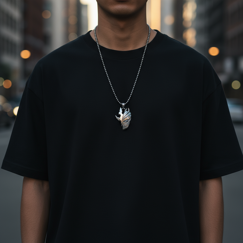 Hollow Mask Pendant in 14K Gold