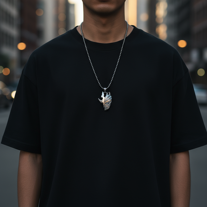 Hollow Mask Pendant in 14K Gold