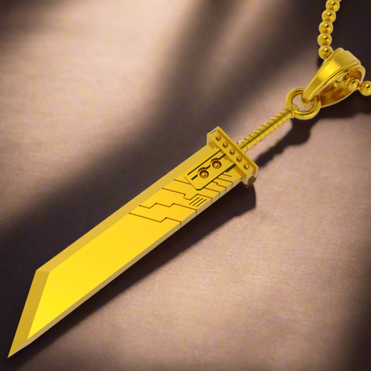 The Fantasy Sword Pendant with Materia in 14K Gold