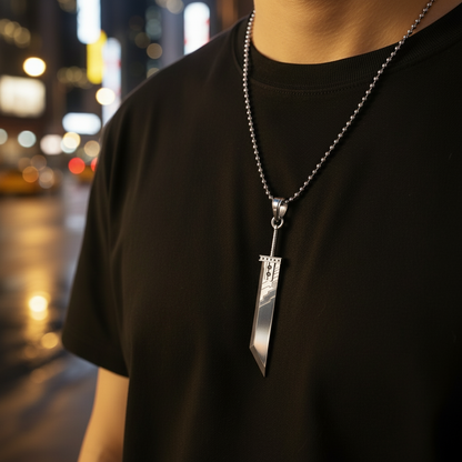 Fantasy Sword Pendant with Materia – Solid 14K Gold Edition