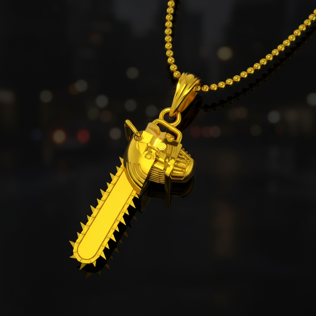 Chainsaw Man Pendant in 14K Gold
