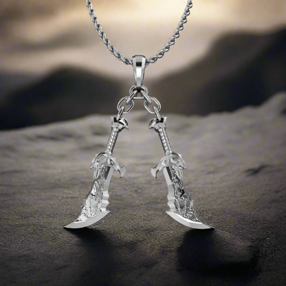 The Blades of Chaos Pendant in Stainless Steel