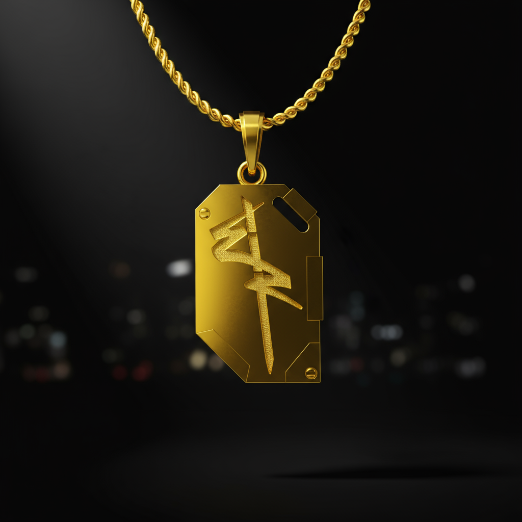 Edgerunner Chip Pendant in 14K Gold