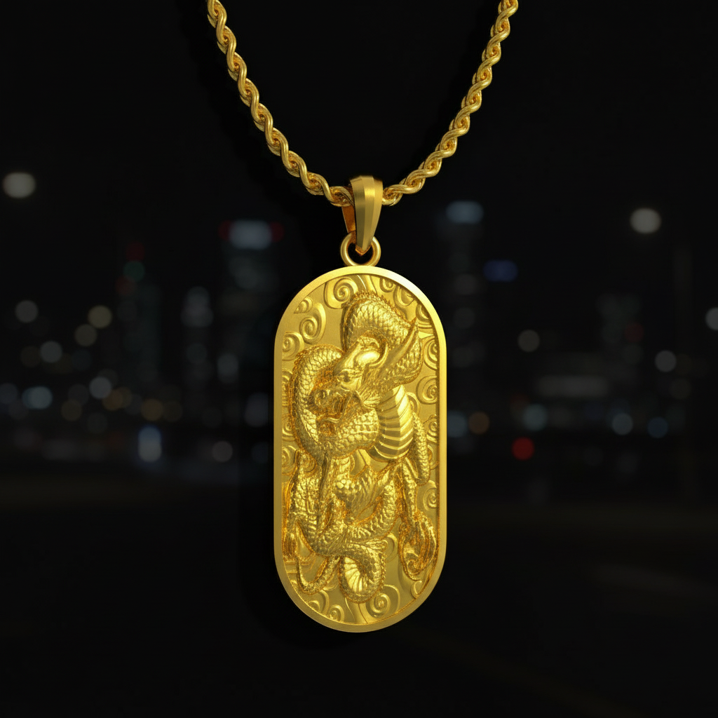Japanese Dragon Pendant in 14K Gold