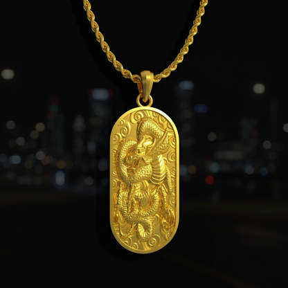 Japanese Dragon Pendant in 14K Gold