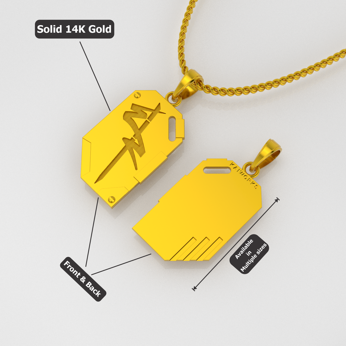 Edgerunner Chip Pendant in 14K Gold