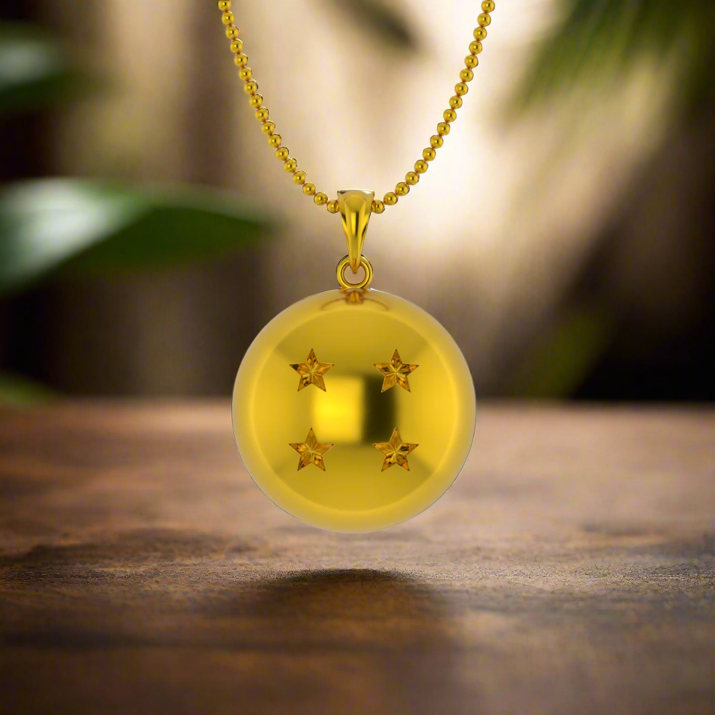 Four Star Dragon Ball Pendant in 14K Gold