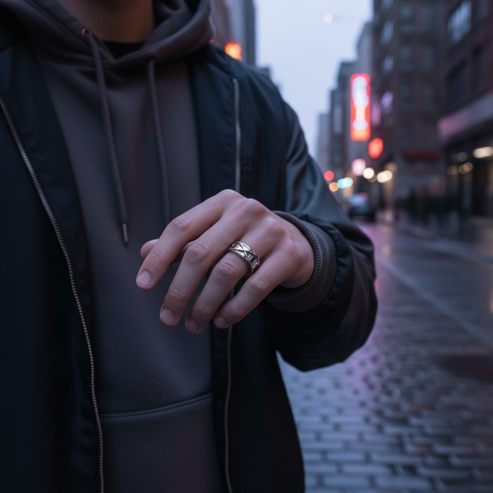 Time Ring Anime-Inspired - Unique Solid Silver Design – KAIWORKS