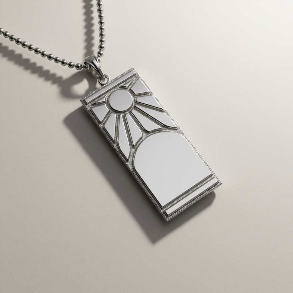 Silver pendant necklace on a white background