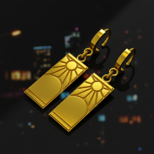14K Gold Hanafuda Earrings