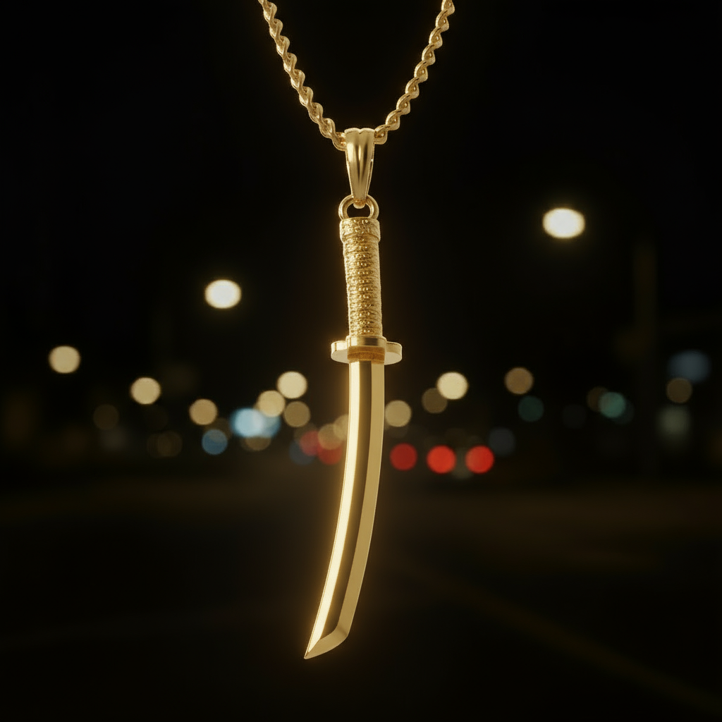 Ghost Katana Pendant in 14K Gold