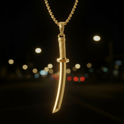 Ghost Katana Pendant in 14K Gold