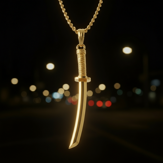 Ghost Katana Pendant in 14K Gold