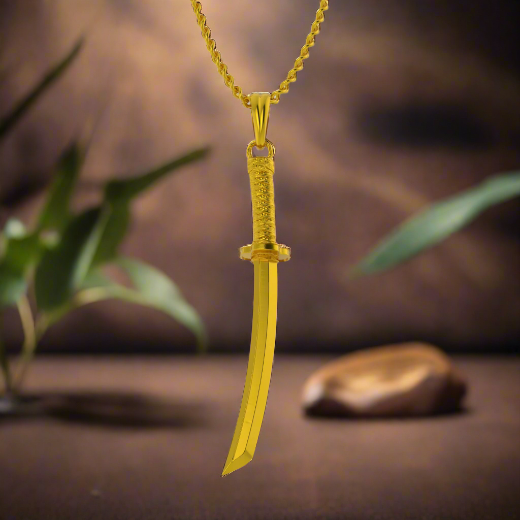 Samurai Sword Katana Pendant in 14K Gold