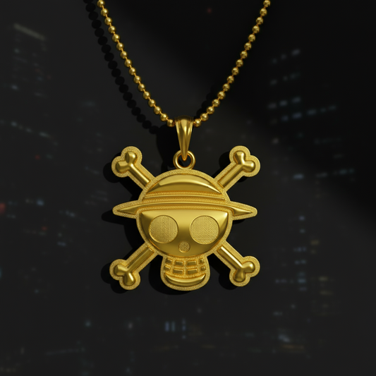 Jolly Roger Pendant in 14K Gold
